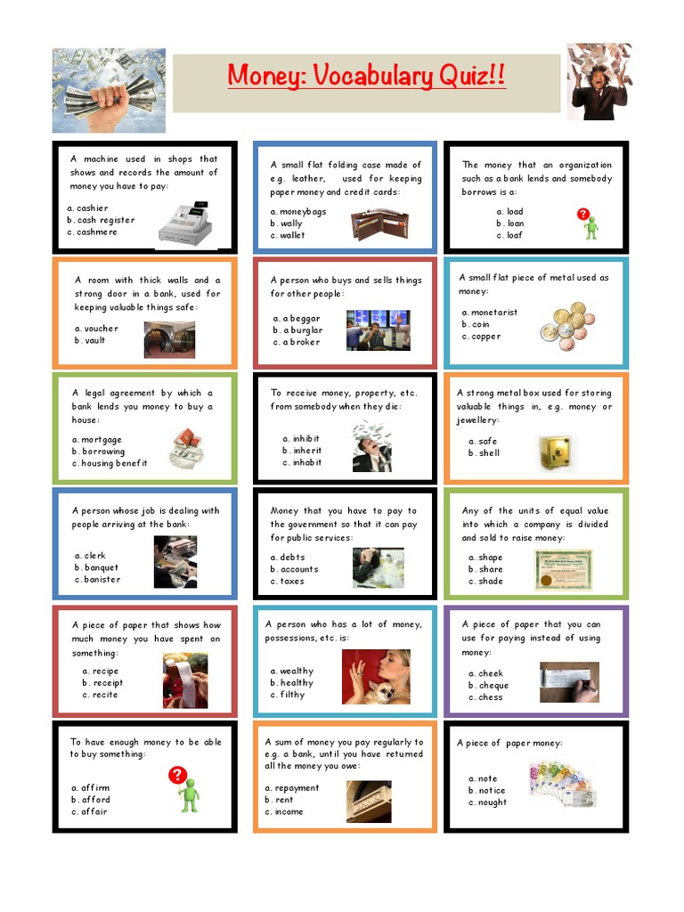 Money Bank Vocabulary PDF Money Banks
