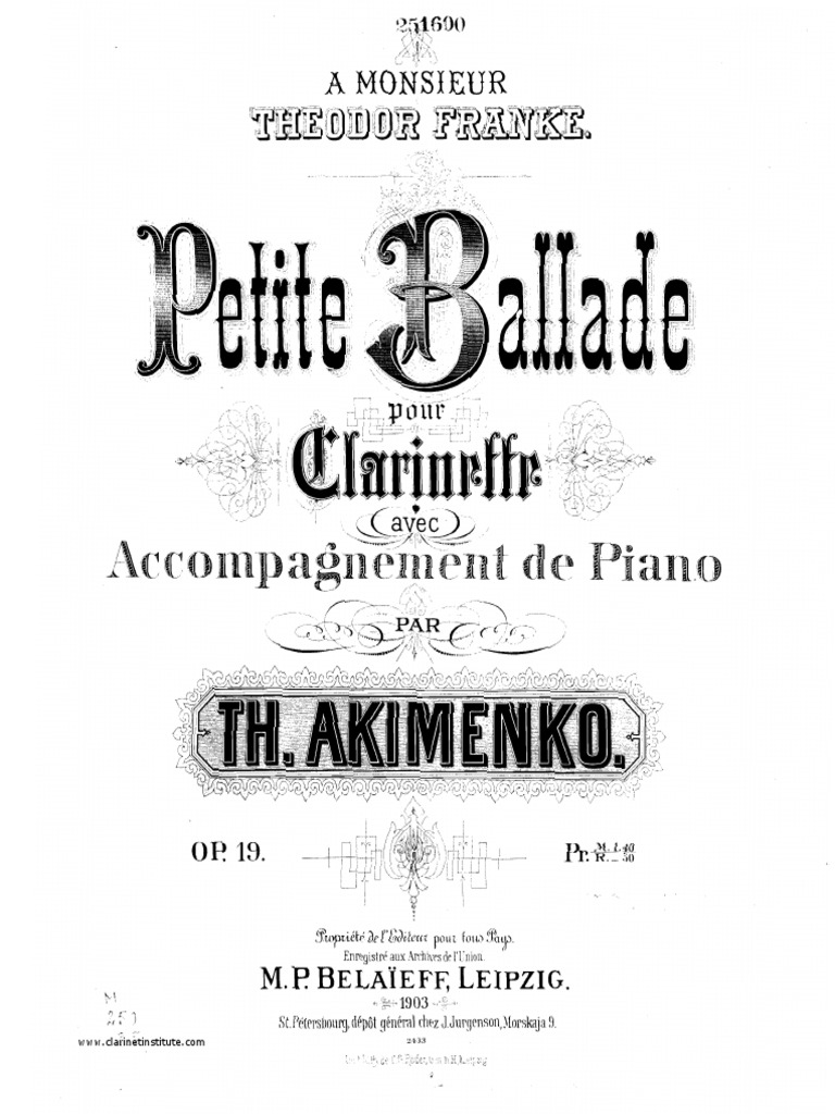 Institute) Akimenko Petite Ballade PDF