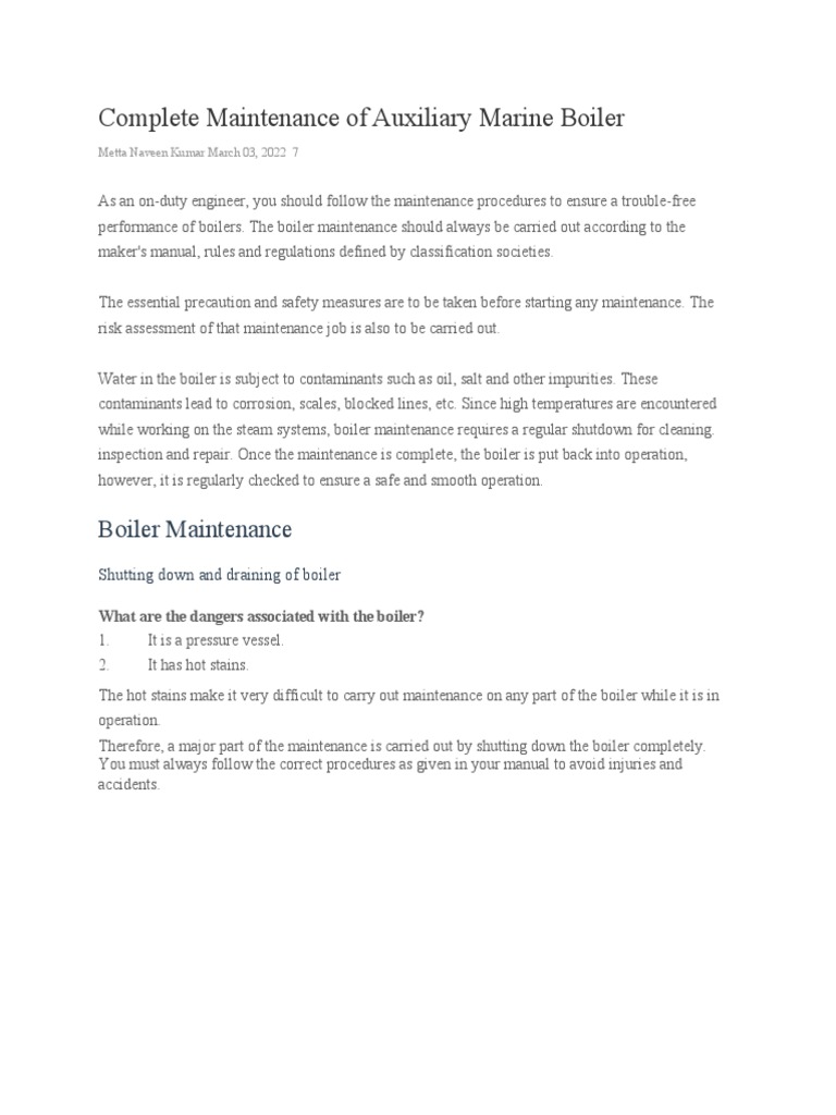 Boiler Maintenance On Ships PDF Boiler Valve