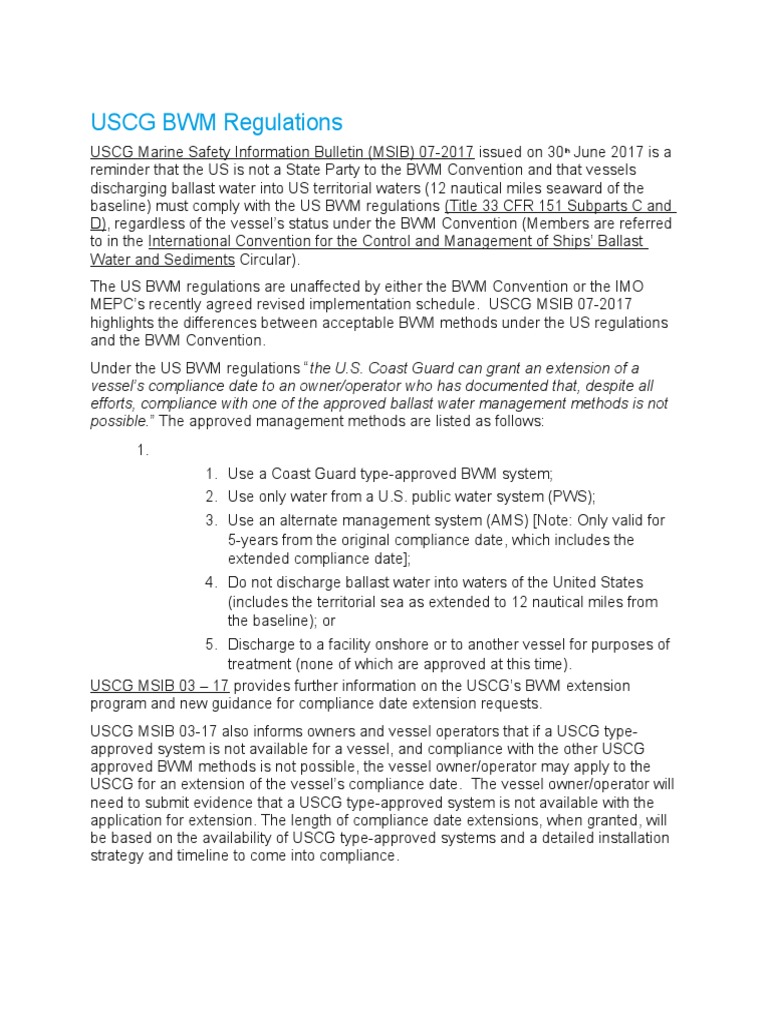 USCG BWM Regulations PDF