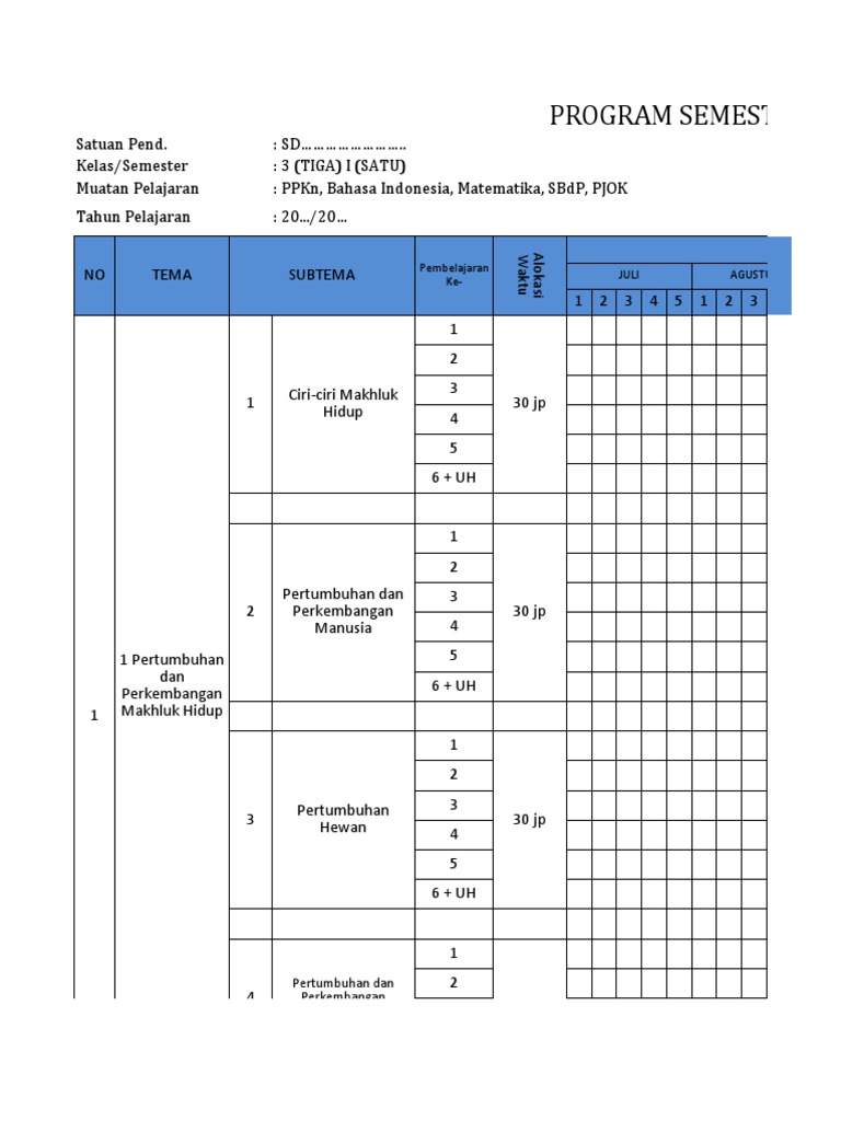 Promes Kelas 3 Kurikulum Merdeka | PDF