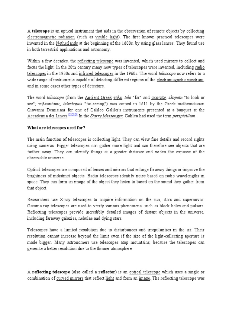 Telescope Pdf Spectroscopy Telescope