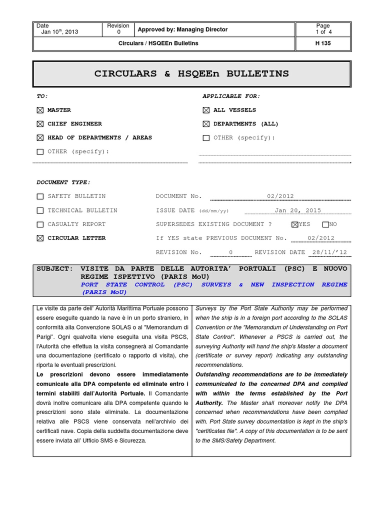 Circular Letter - 02-2012 - PSC Inspection Regime | PDF