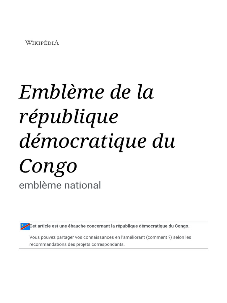 Emblème de la RDC : Histoire et Symboles | PDF | Symboles