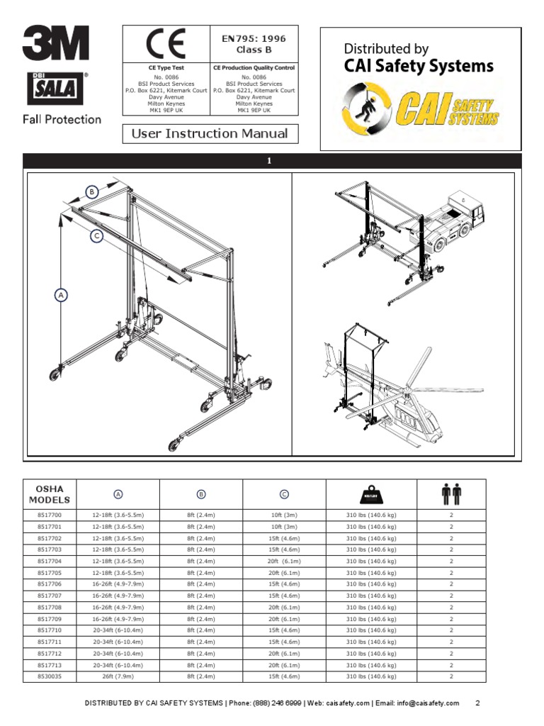 Portable Freestanding Horizontal Lifeline System - Product Manual | PDF