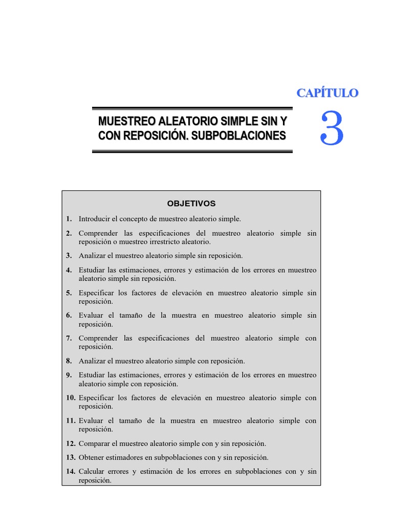 Muestreo Aleatorio Simple: Especificaciones | PDF | Muestreo ...