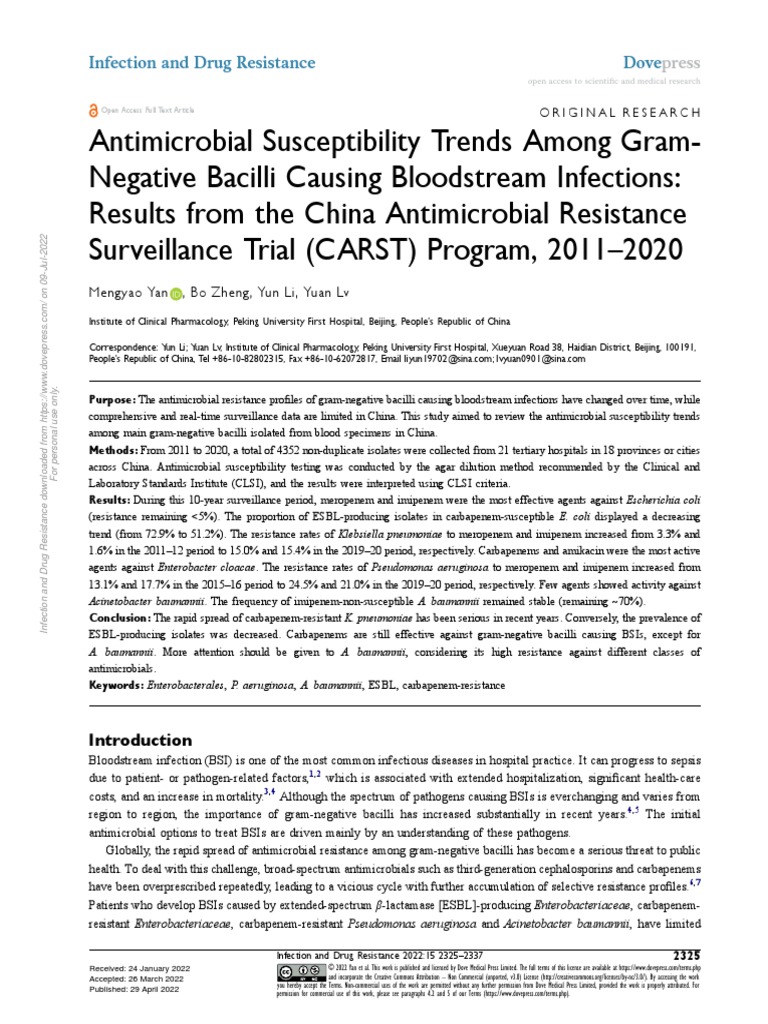 Antimicrobial Susceptibility Trends Among GramNegative Bacilli Causing