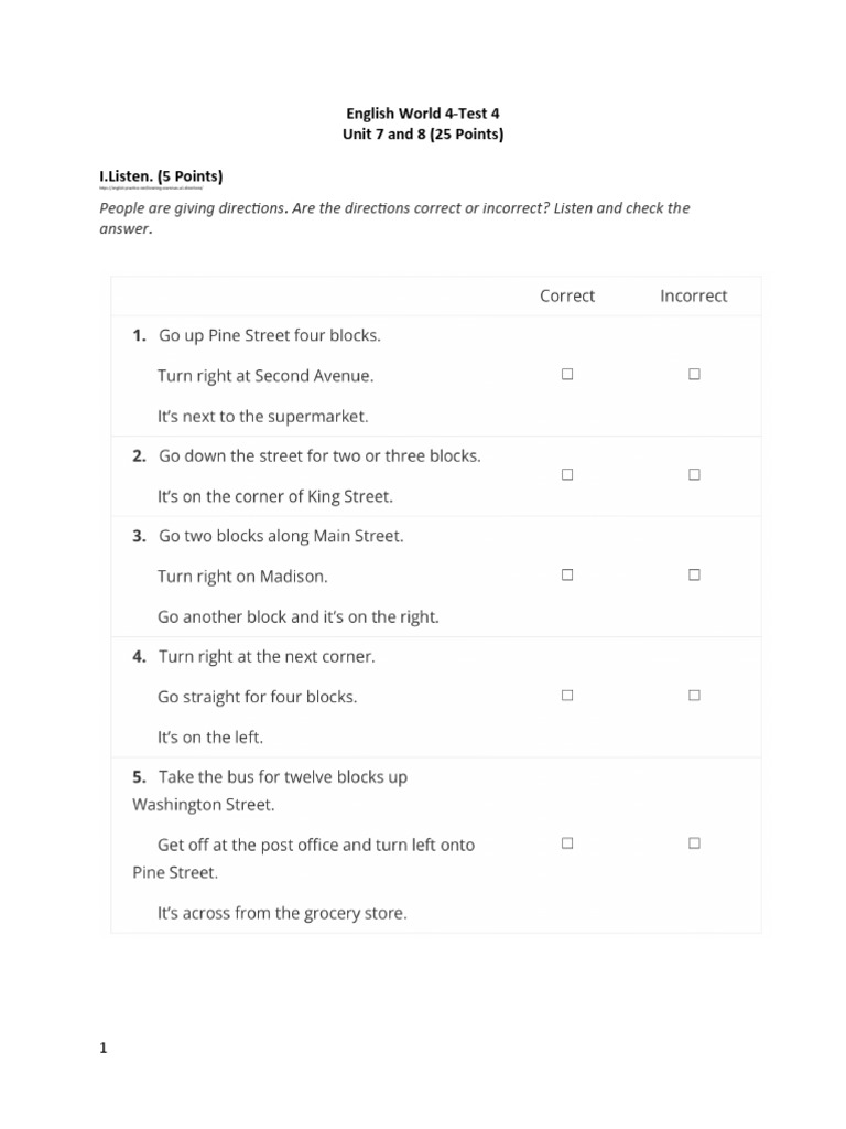 English World 4-Test 4 (Unit 7 and 8) | PDF | Egyptian Pyramids ...