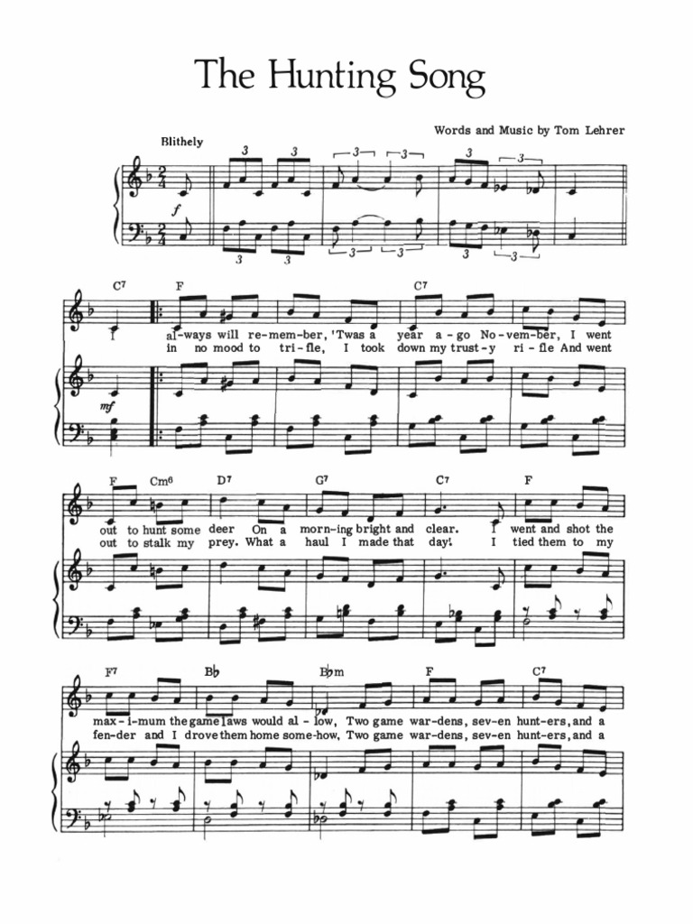 The hunting song tom lehrer pdf