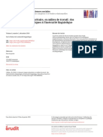 Le Français, Langue Minoritaire, en Milieu de Travail: Des Représentations Linguistiques À L'insécurité Linguistique