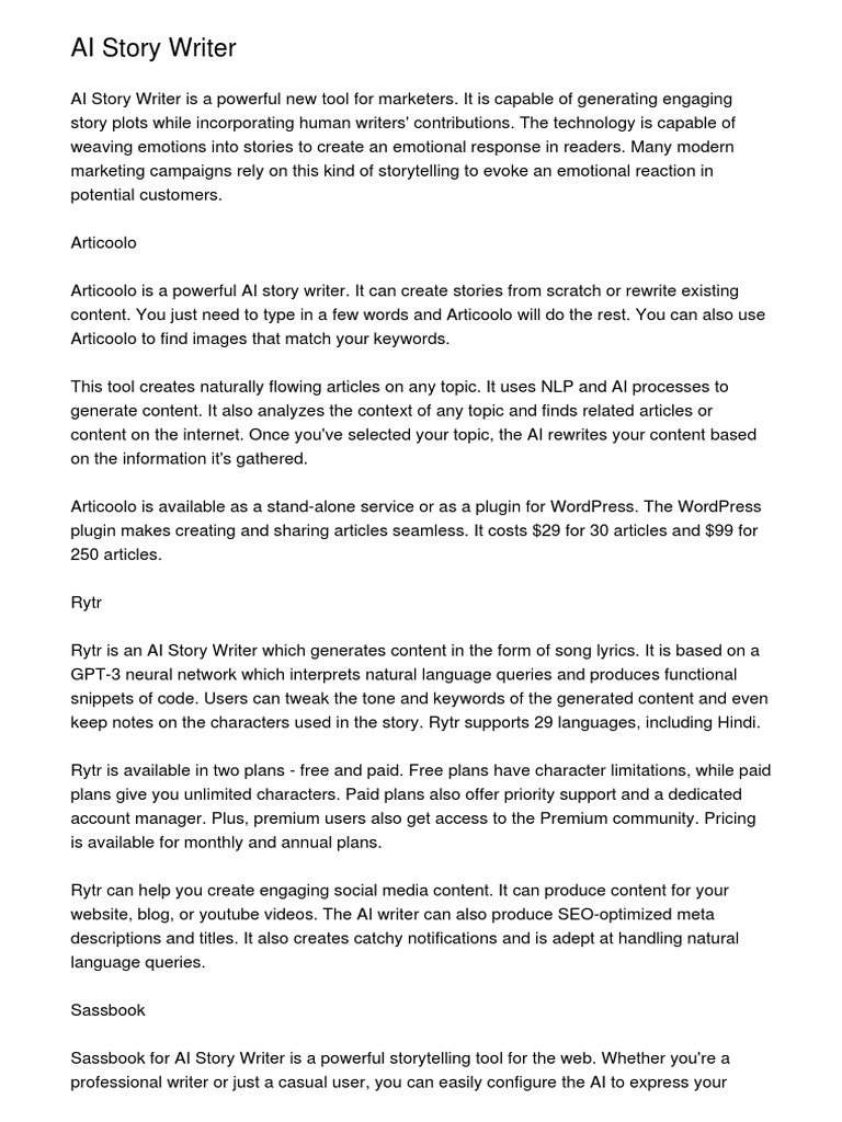 ai text story reader
