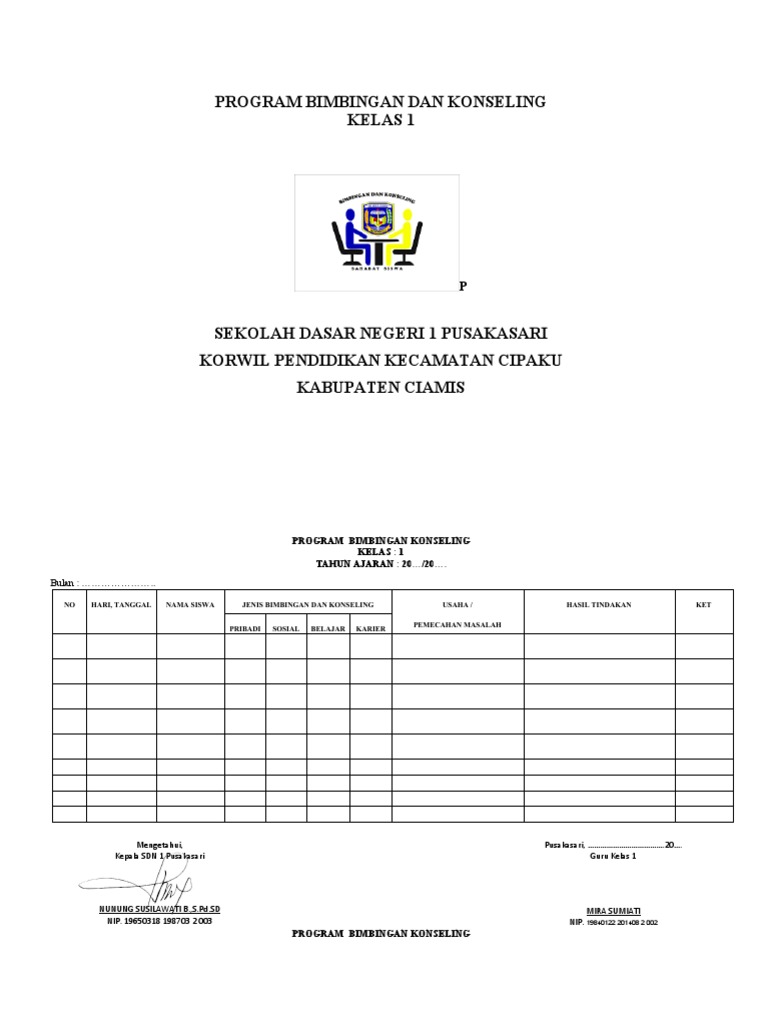 Program BK Kelas 1 SD Kurikulum Merdeka | PDF