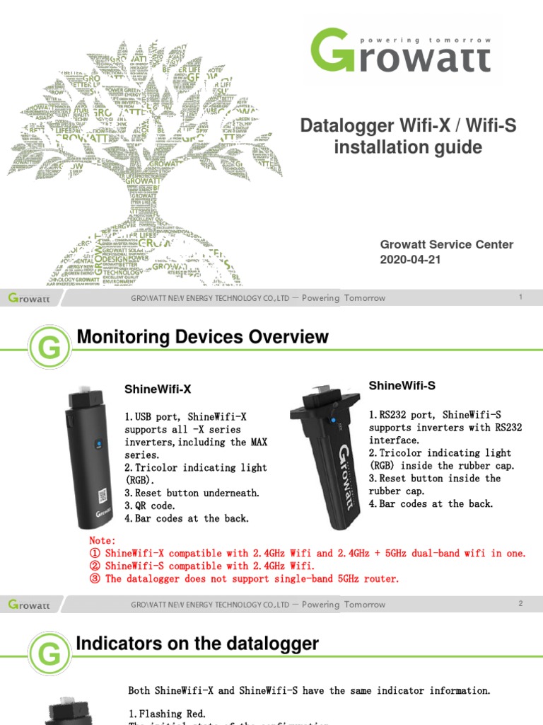 Growatt Datalog WIFIX&WIFIS Instrctions PDF Wi Fi Information