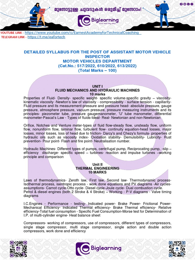 AMVI Kerala Exam Syllabus Overview | PDF | Stress (Mechanics ...