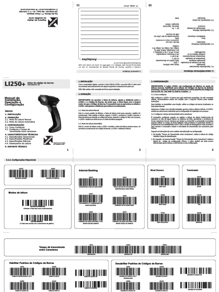 Configuração do Leitor LI250+ | PDF | Código de barras | USB