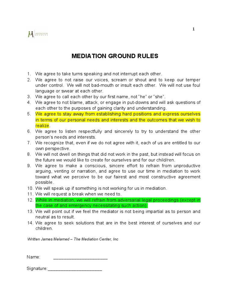 Mediation Ground Rules PDF