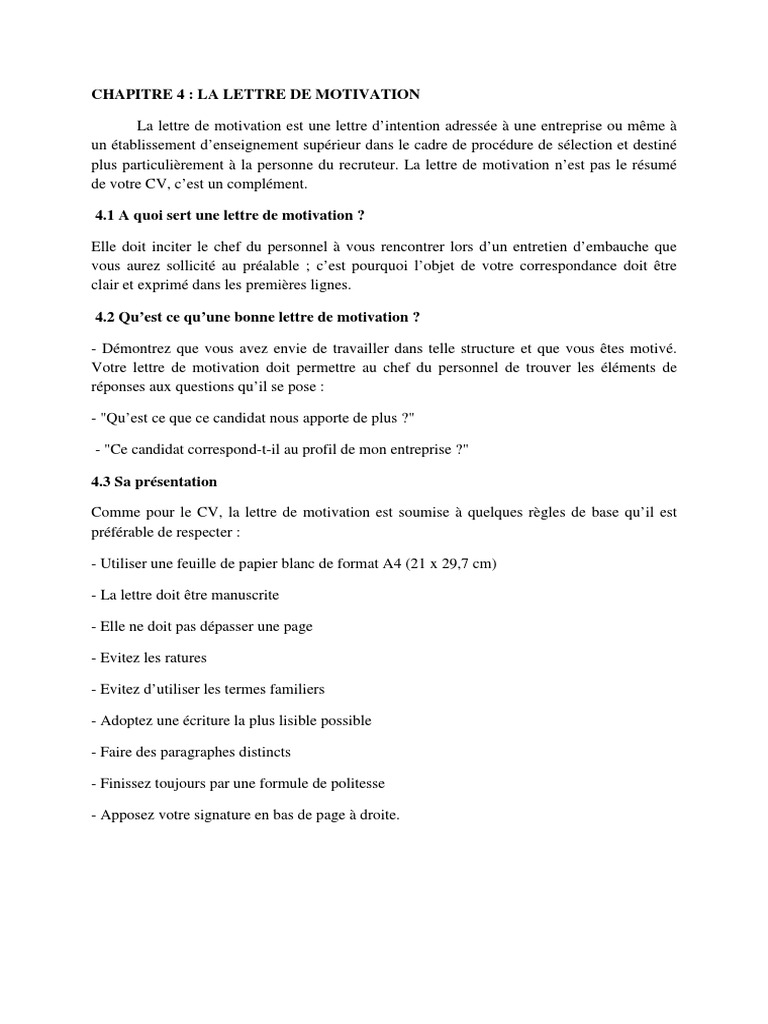 Rédiger une lettre de motivation efficace | PDF | Motivation | Motivant