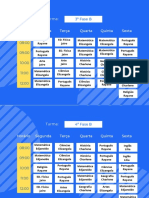 Horários das turmas 3o e 4o fase