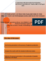 Optimization of Process Parameters in The Production of Powdered Explosives in Ps Vitezit