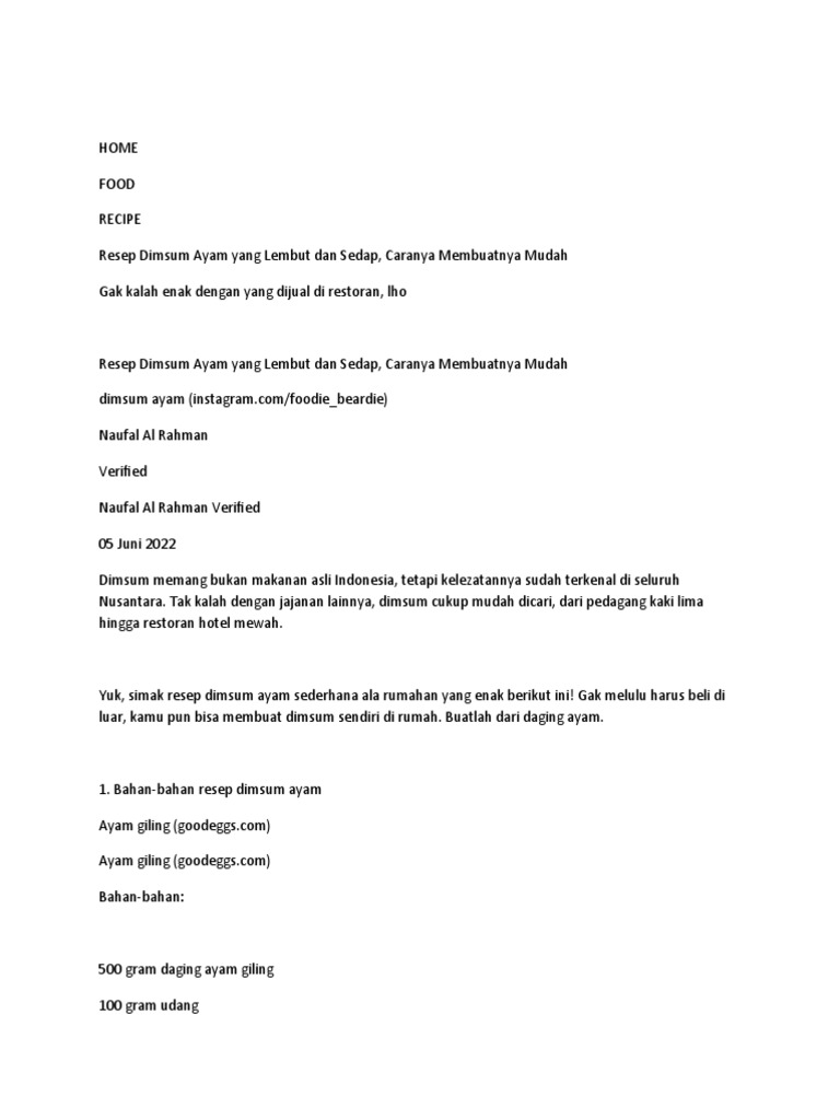 Cara Membuat Dimsum | PDF