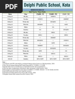 Class 6-8 Half Yearly Exam Date Sheet 2022