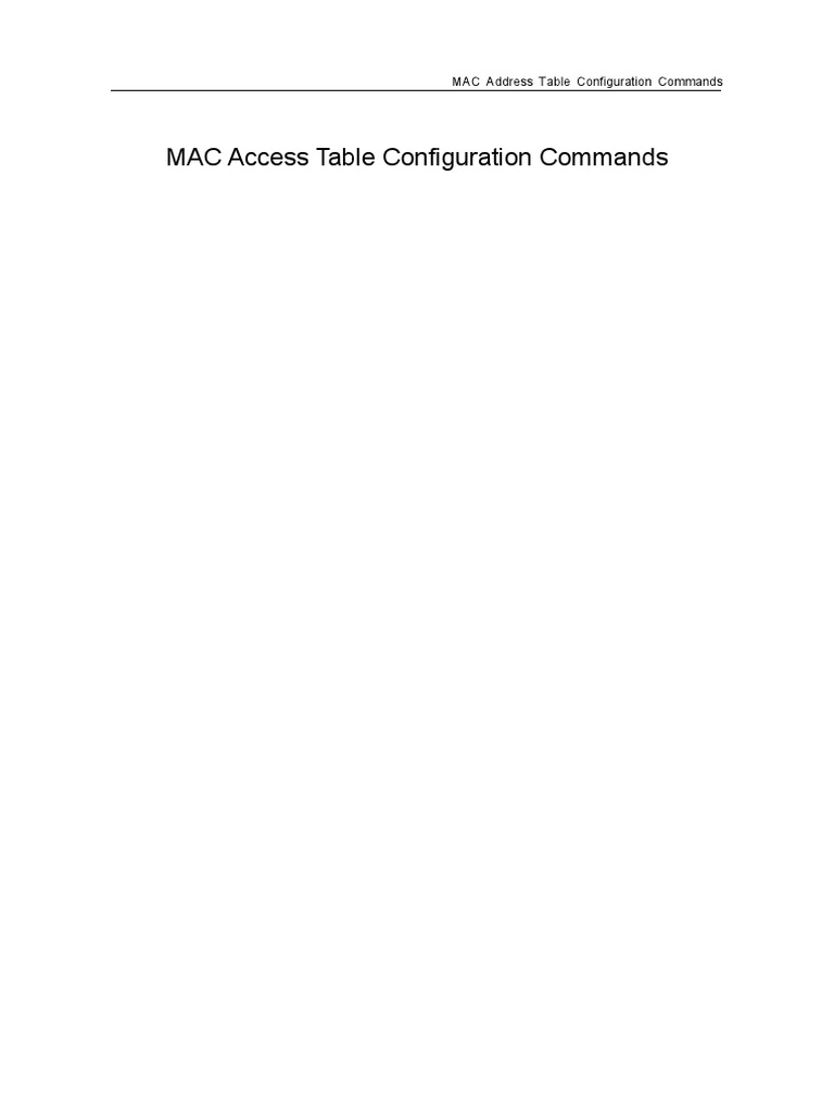 11MAC Access Table Configuration Commands PDF Network Architecture Protocols