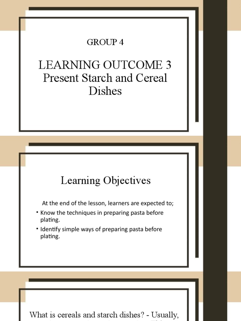 TLE Learning Objectives 3 PDF Pasta Dough