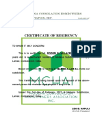 Certificate of Residency