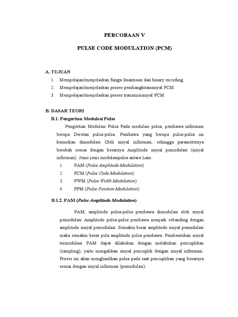 Eksperimen Pulse Code Modulation PCM | PDF