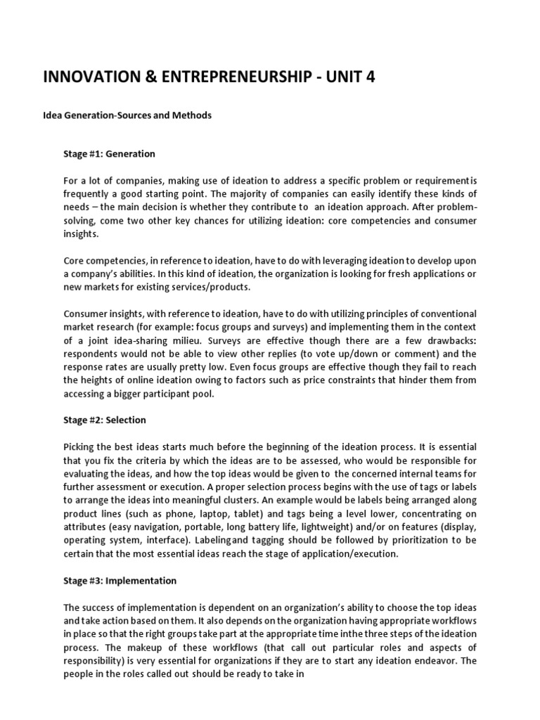 Innovative Idea Generation Techniques | PDF | Entrepreneurship ...