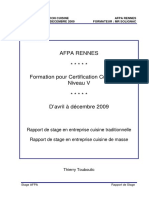 Rapport de Stage Cuisine Traditionnelle Septembre 2009