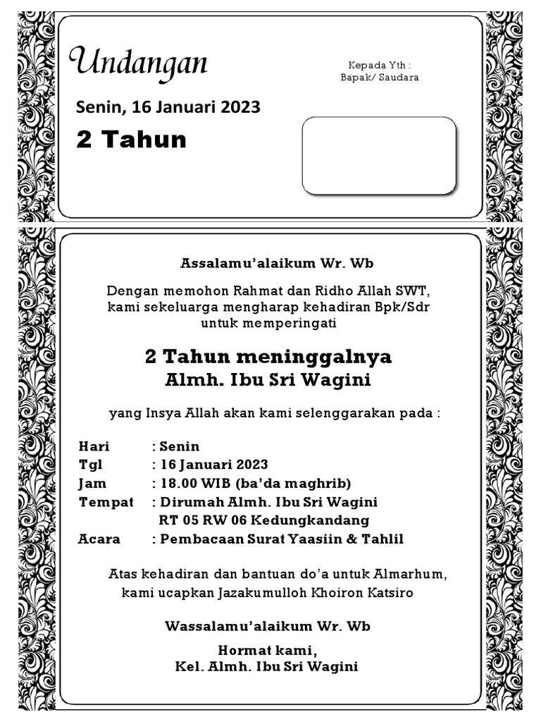 Undangan Tahlil | PDF