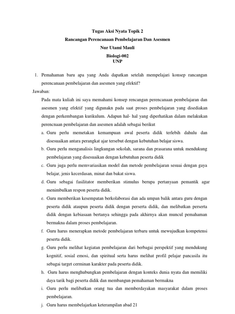 Rancangan Pembelajaran dan Asesmen PPA 2 | PDF | Karier & Perkembangan ...