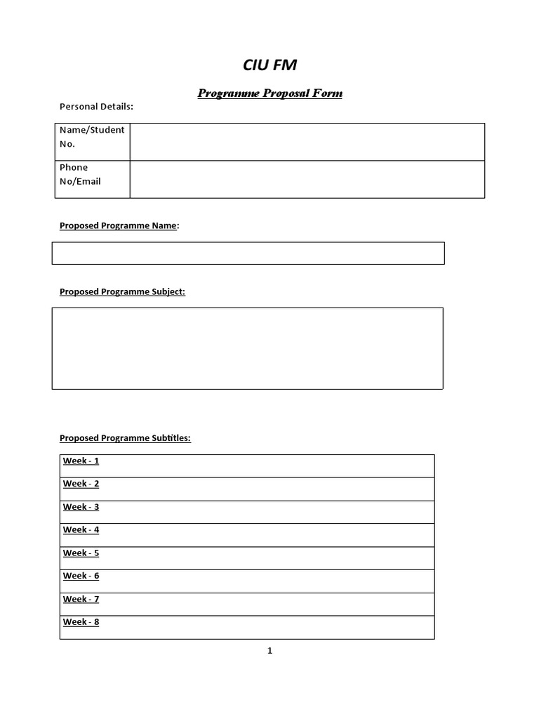 CIU FM Radio Program Proposal Form | PDF | Foreign Language Studies