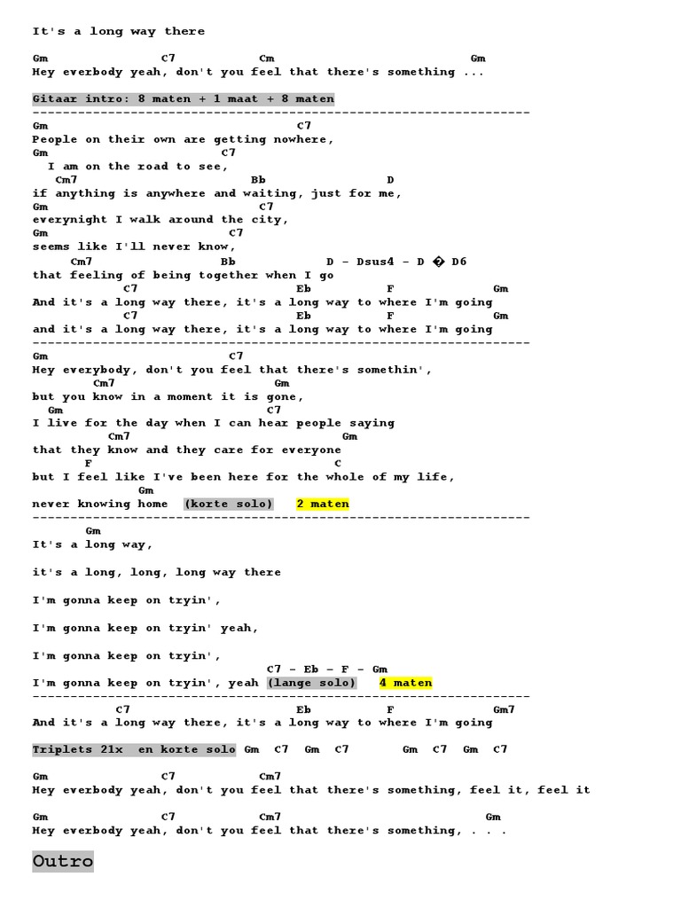 Its A Long Way There Chords