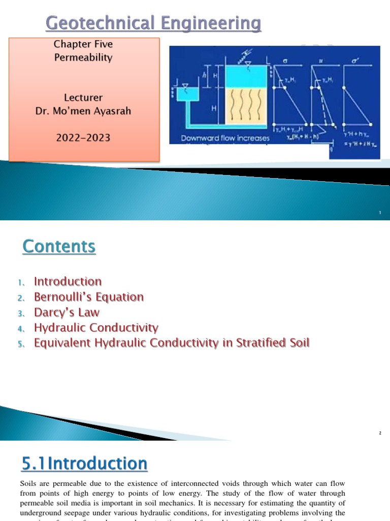 Hydraulic Conductivity & Darcy's Law | PDF | Soil Mechanics | Civil ...