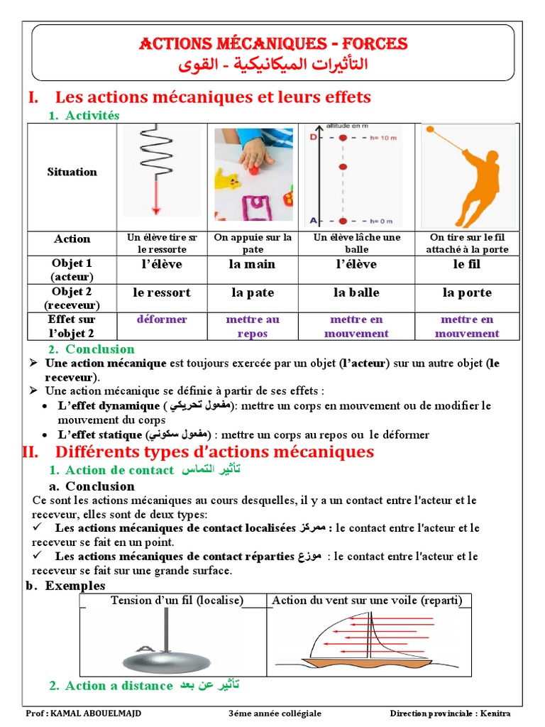 Actions Mécaniques et Forces en 3ème | PDF | Obliger | Grandeur physique