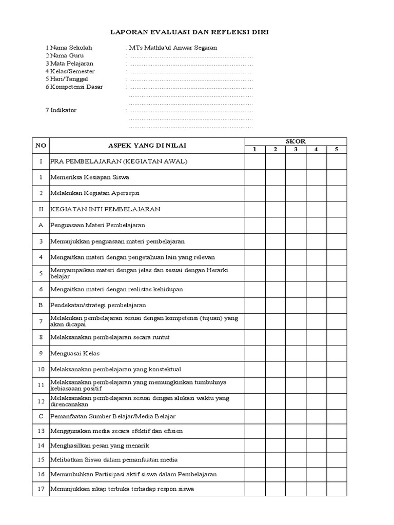 Laporan Evaluasi Pembelajaran Guru | PDF | Karier & Perkembangan | Bisnis