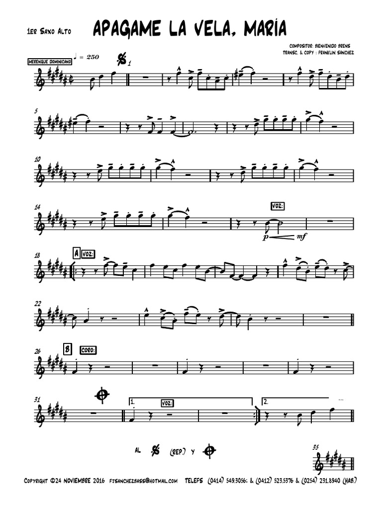 APAGAME LA VELA MARÍA (YO) - 1er Saxo Alto | PDF