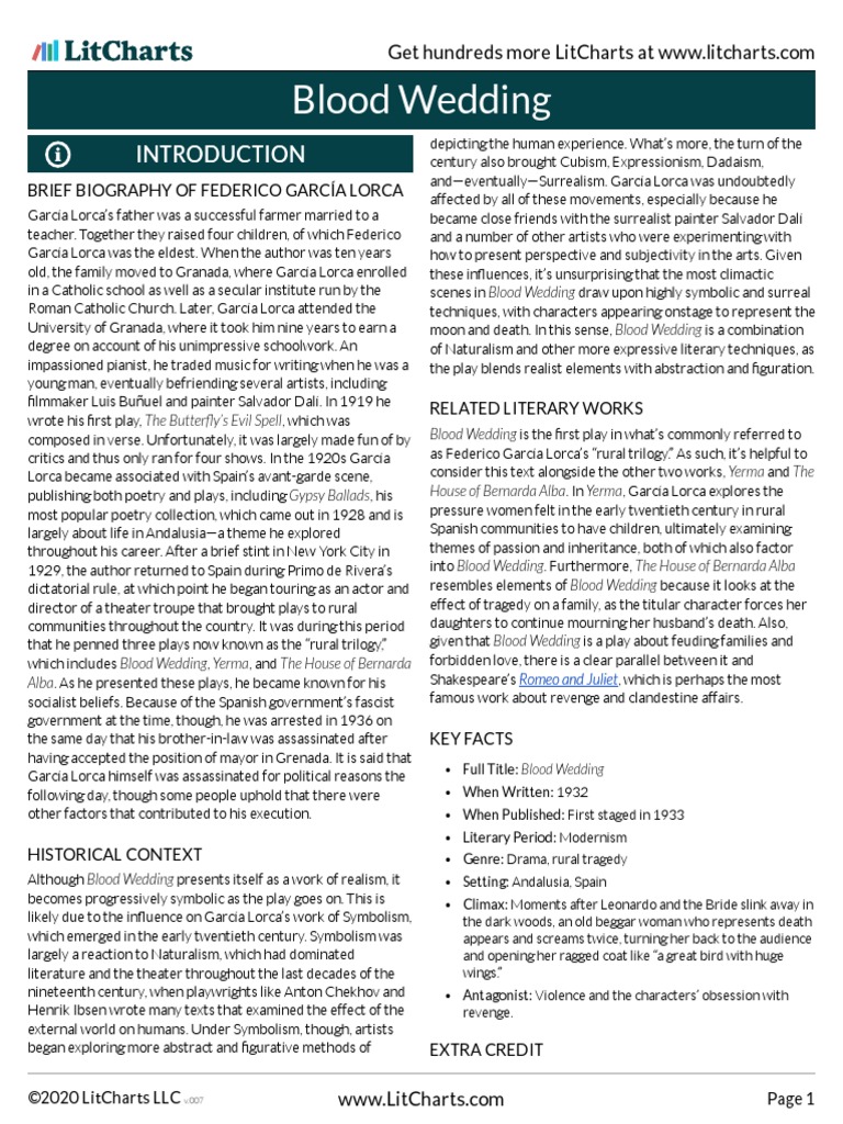 Blood Wedding LitChart | PDF | Bride | Federico García Lorca, image size:768x1024