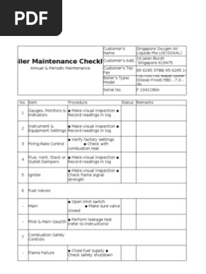 Maintenance Checklist
