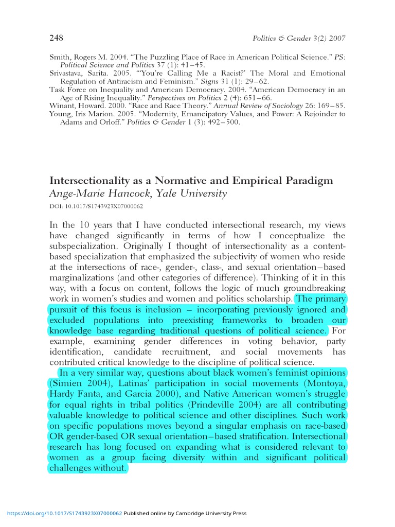 Intersectionality As A Normative and Empirical Paradigm PDF