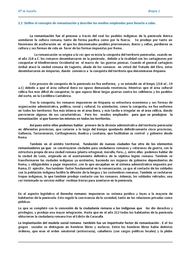 La Romanización PDF imperio Romano Roma antigua