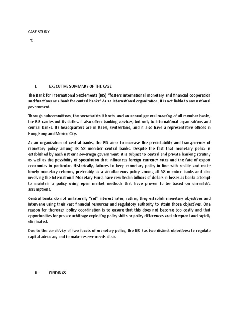Case Study | PDF | Basel Committee On Banking Supervision | Bank For ...