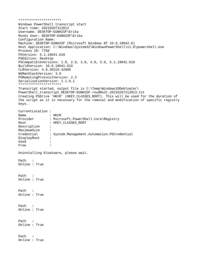 PowerShell Transcript - deskTOP EGNH2SF.+NudRo2C.20210207212813 | PDF ...
