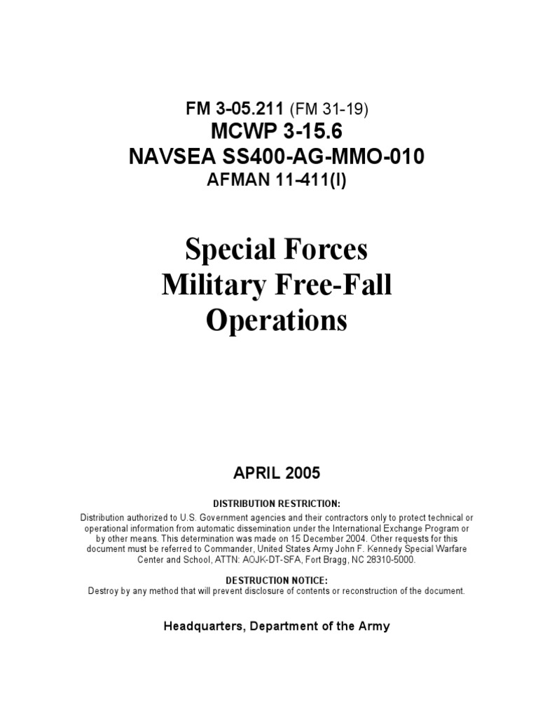 Military Free-Fall Operations Manual | PDF | Parachuting | Parachute
