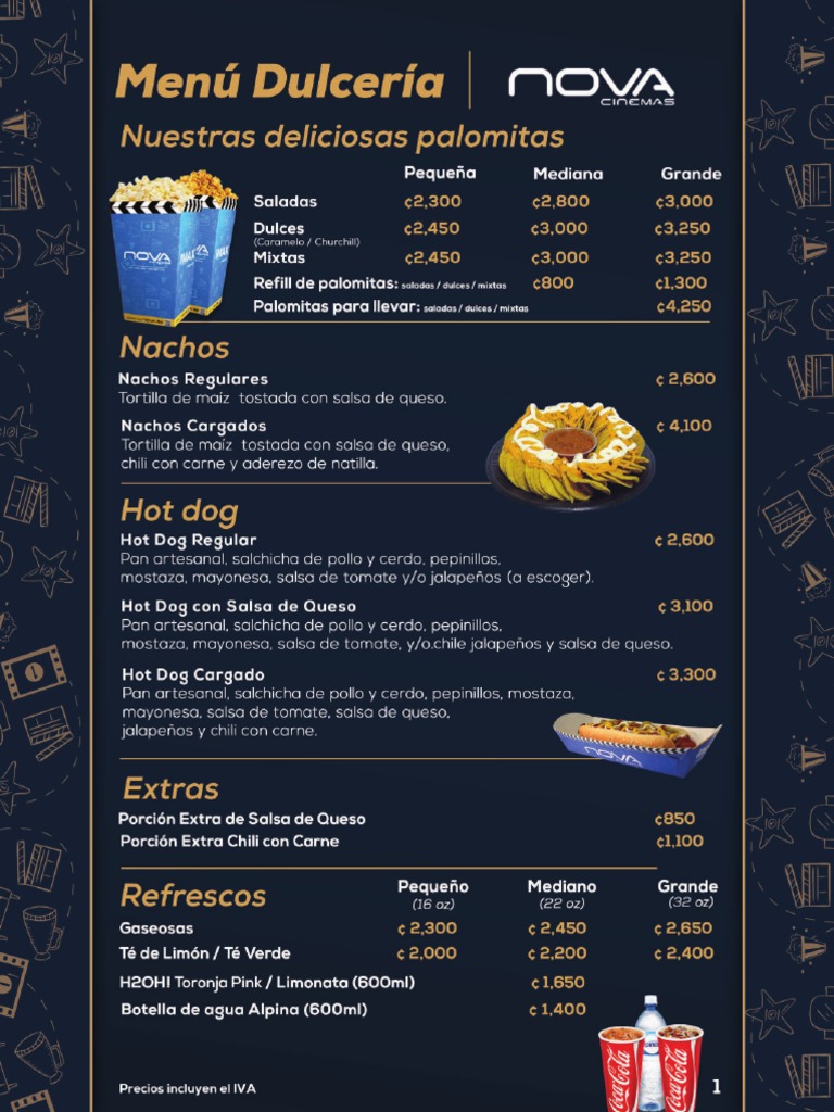Menu Nova Cinemas Costa Rica PDF