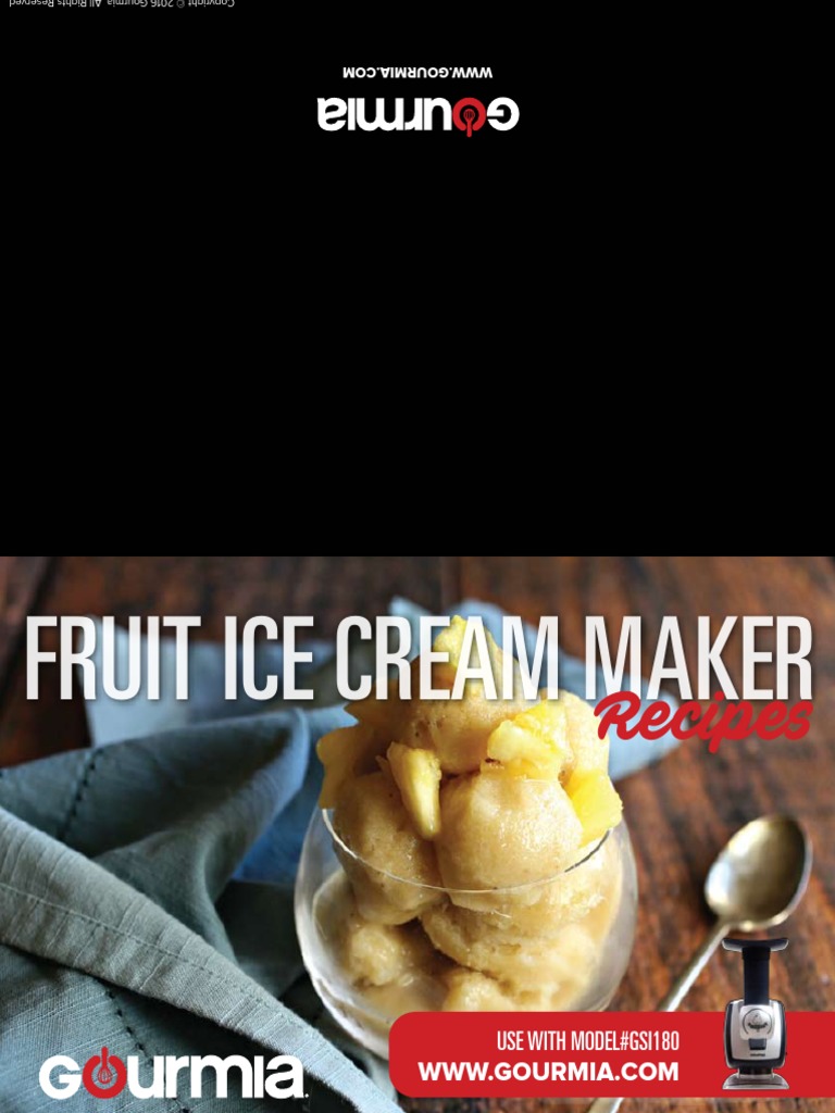 Gourmia Fruit Ice Cream Maker Recipes GSI180 PDF Ice Cream Teaspoon