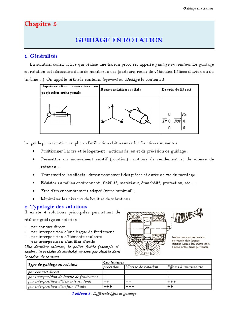 Cours Sur Le Guidage en Rotation Et Translation, PDF