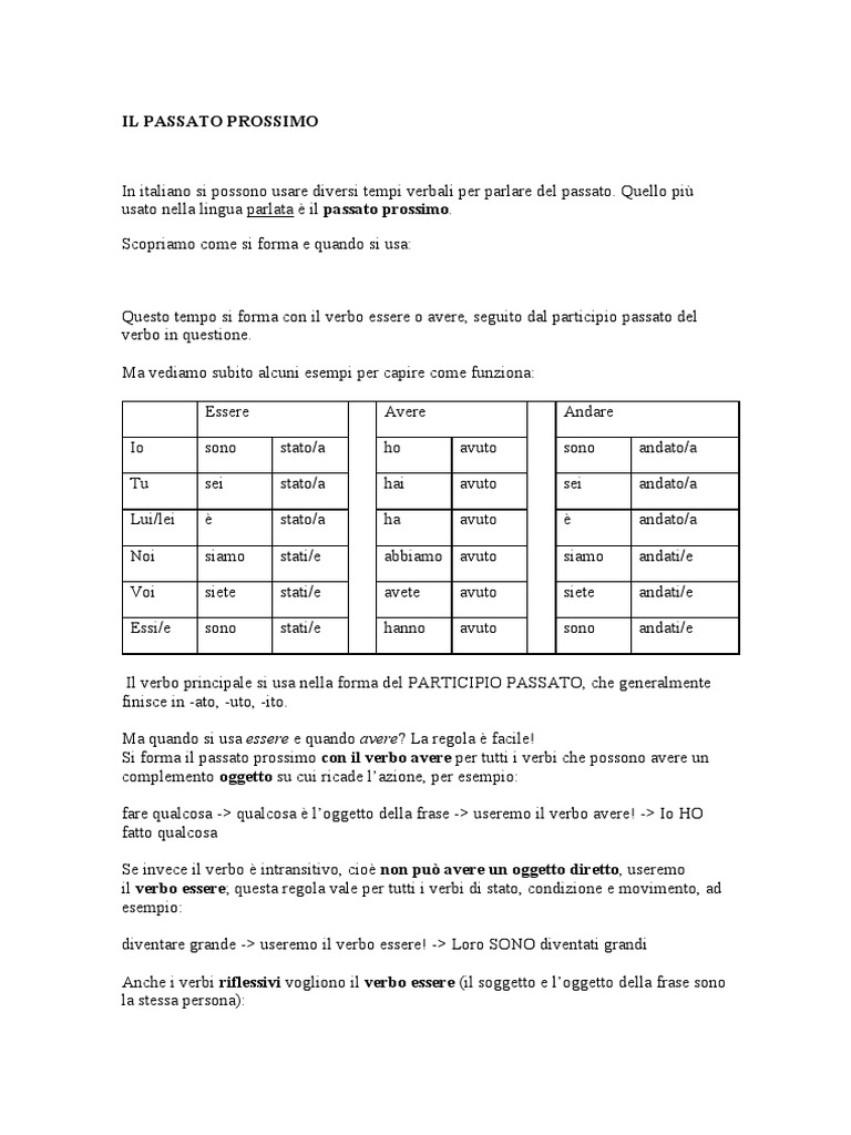 Passato Prossimo 1 PDF